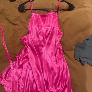 SHEIN Pink Satin Chemise Slip